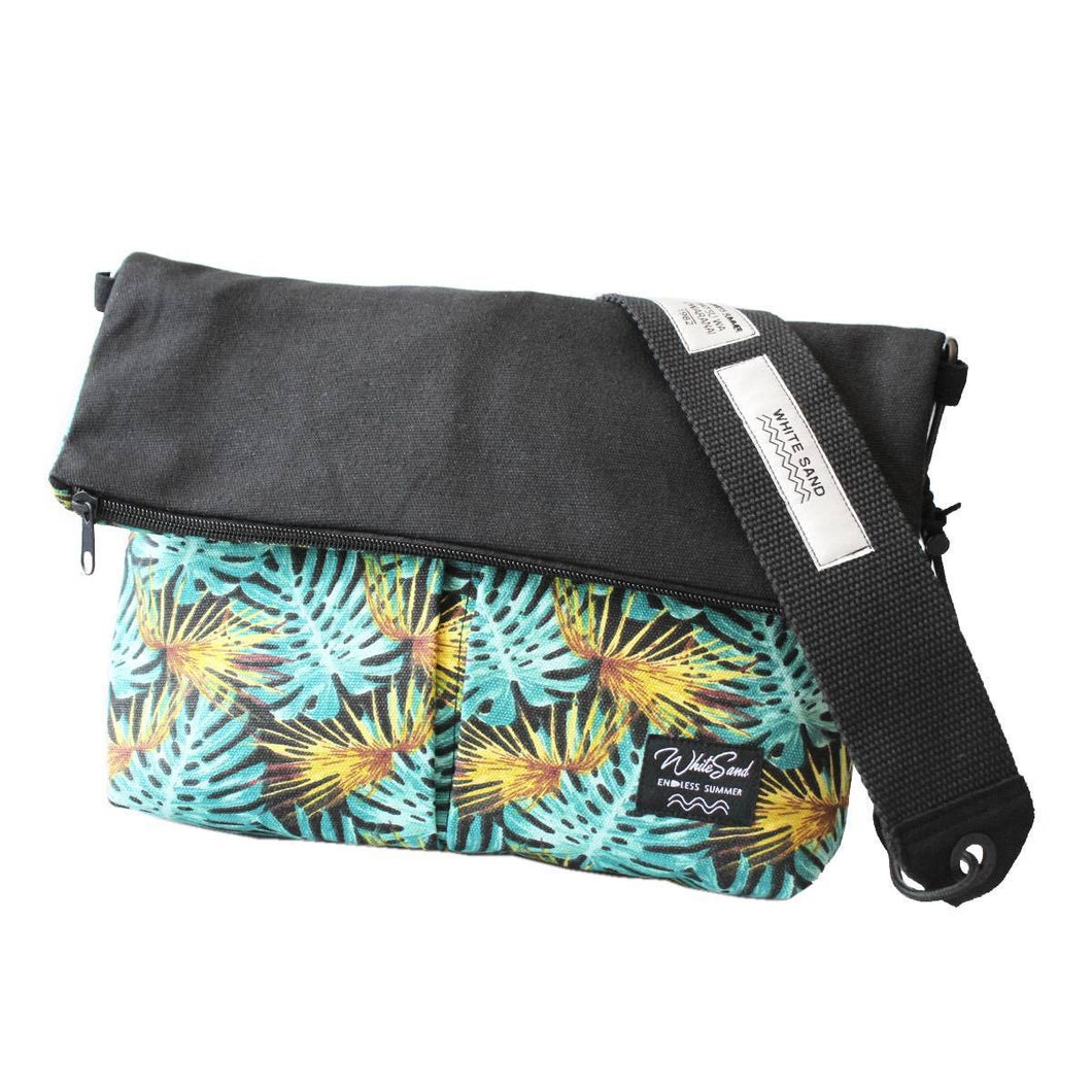 Sacoche Bag / Canvas / Botanical Leaf Fluorescent Green