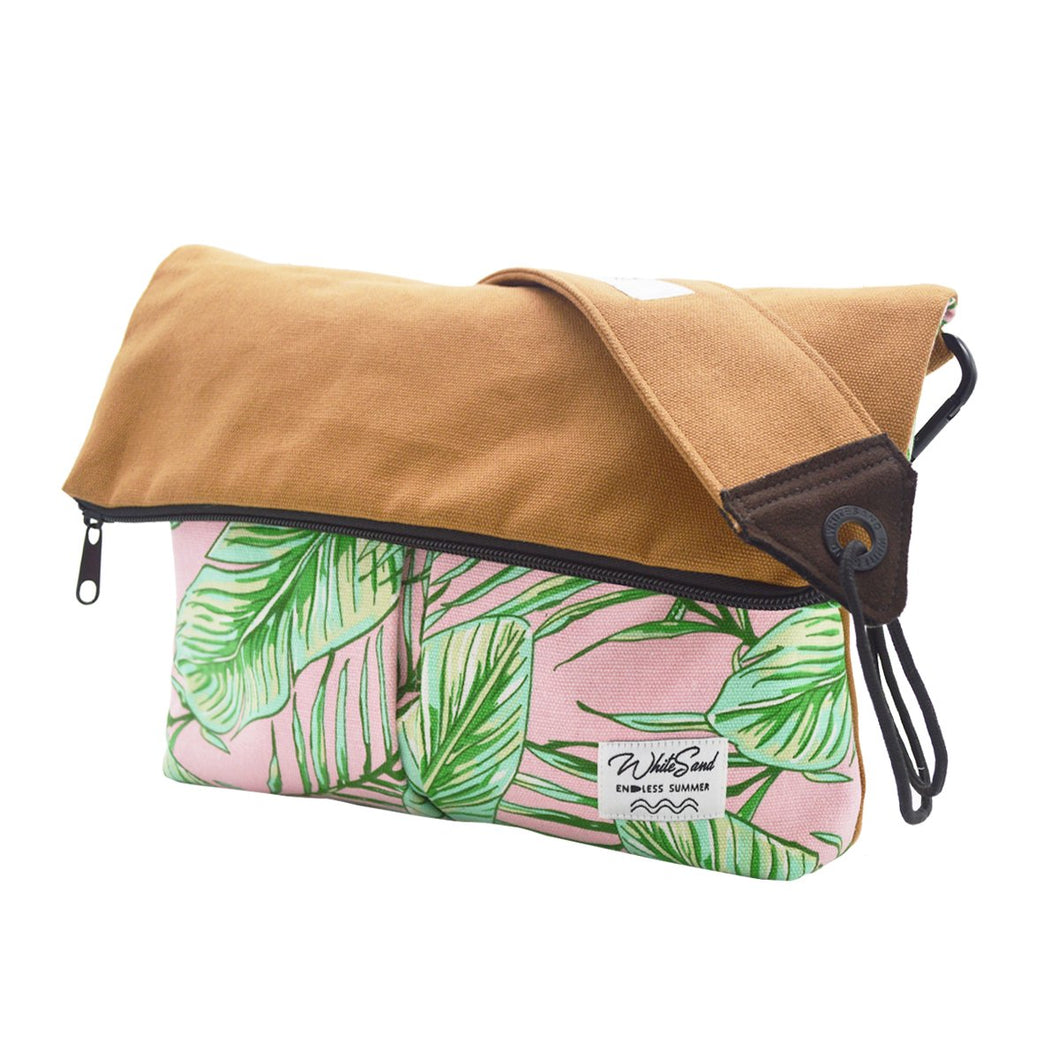 Sacoche Bag / Canvas / Botanical Leaf Green×Pink