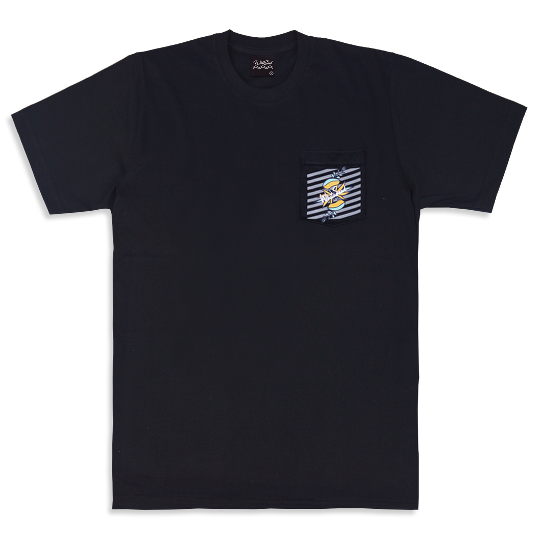 Pocket T-shirt【Botanical Stripe】Black