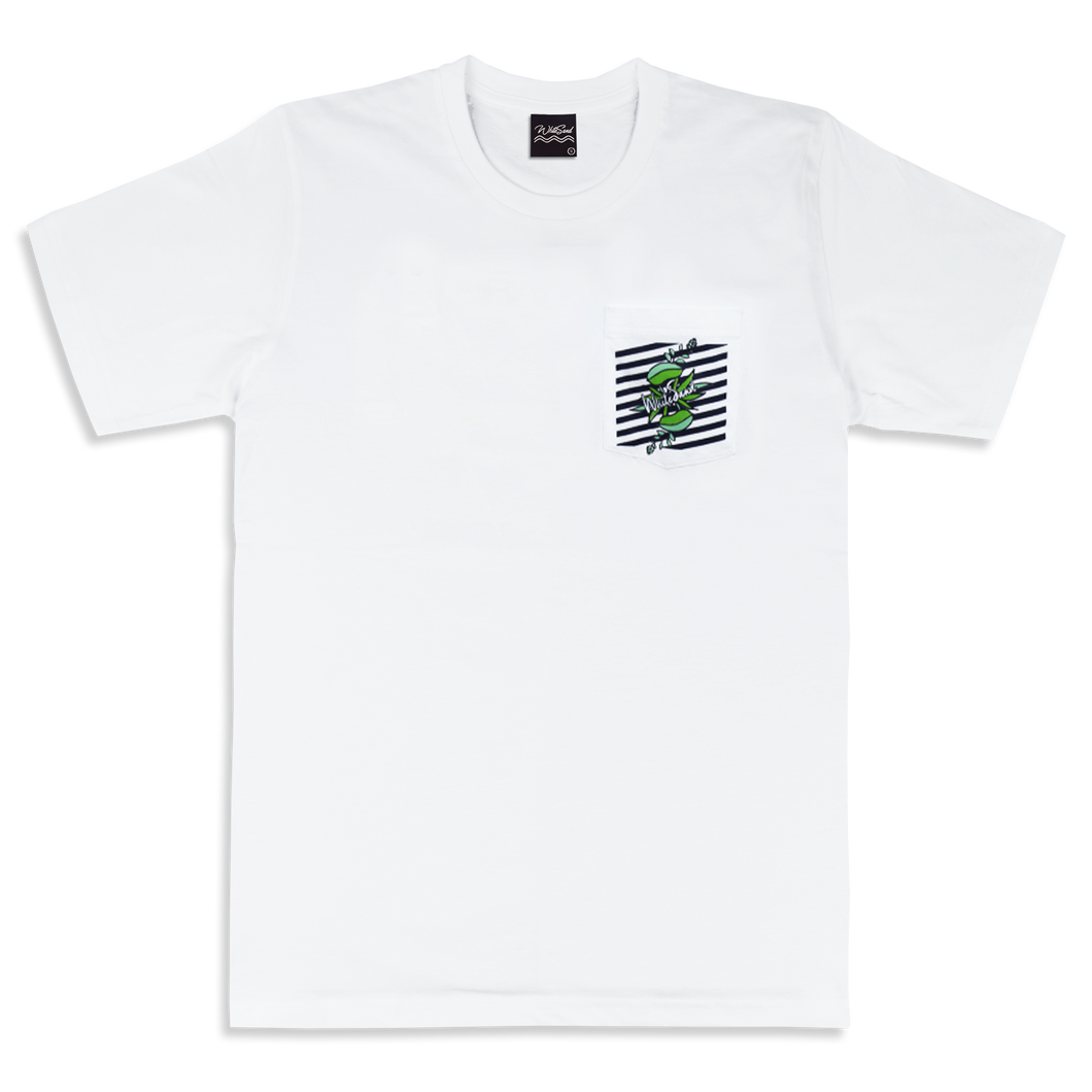 Pocket T-shirt【Botanical Stripe】White