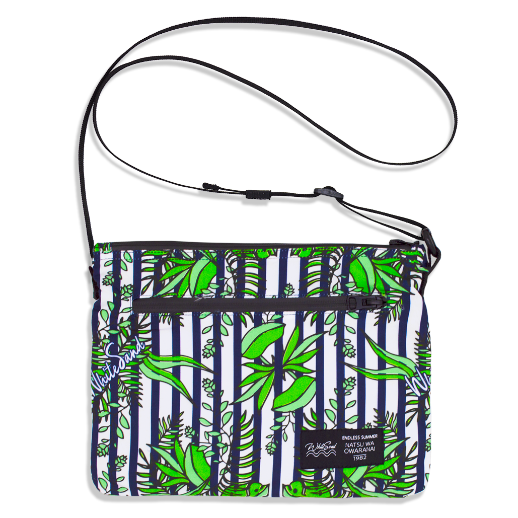 Sacoche Bag / Walter Proof【Botanical Stripe】White×Navy Blue